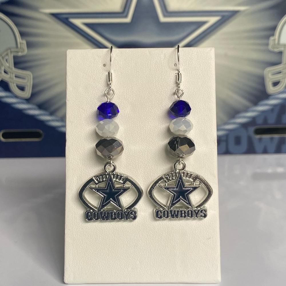 Dallas Cowboys beaded earrings with charm